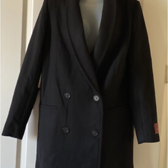 Aritzia Classic Black Double-Breasted Pea Coat - Picture 1 of 1